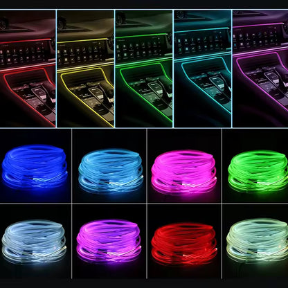 Tira LED RGB de Fibra Óptica para Interior de Auto con Control App y USB