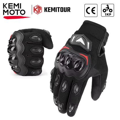 Guantes de Moto de Verano KEMIMOTO CE – Transpirables con Nudillos Reforzados y Pantalla Táctil para Motocross, ATV y UTV