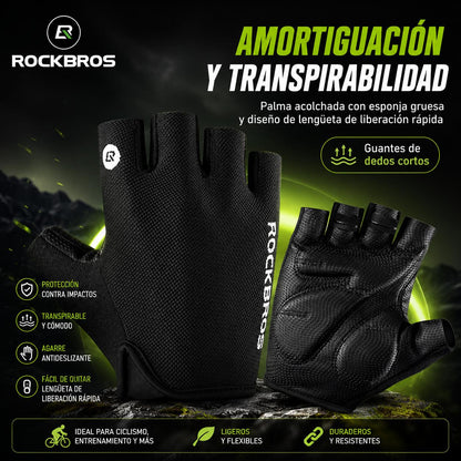 Guantes Ciclismo ROCKBROS Medio Dedo Antideslizantes y Transpirables
