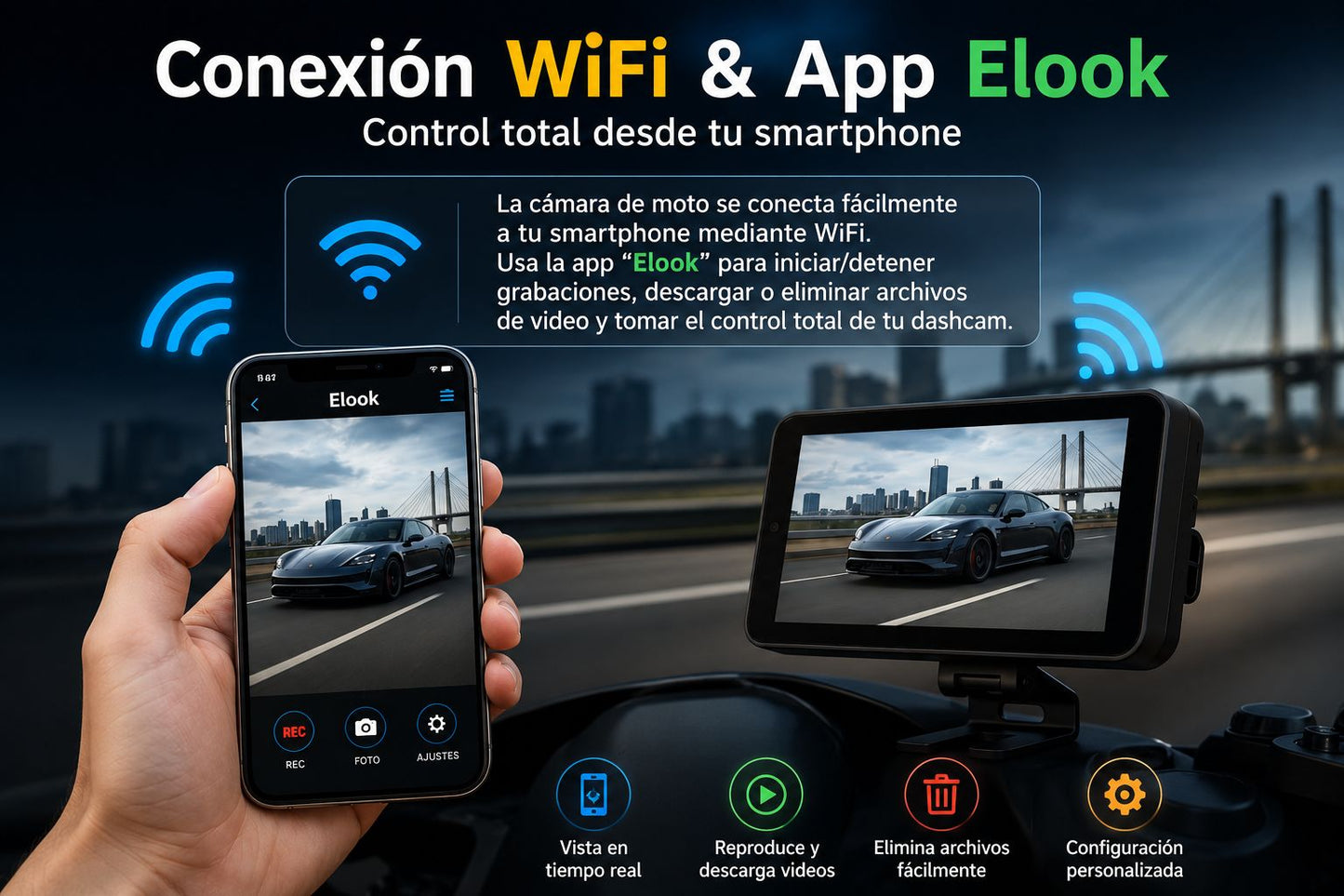 Pantalla Portátil Jansite 5/7” para Moto – CarPlay y Android Auto Inalámbrico con GPS, DVR y Resistencia IPX7