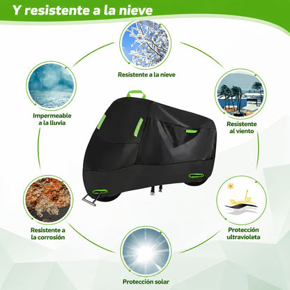 Funda Impermeable para Moto con Protección UV – Cubierta Resistente de Poliéster Grueso para Motocicleta y Bicicleta