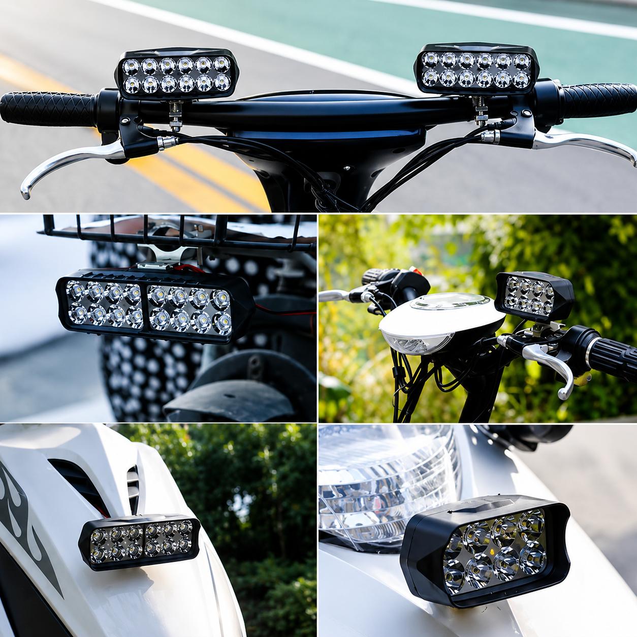 Faro LED Auxiliar Moto 8/12/16 Luces – Antiniebla Impermeable Alta Potencia