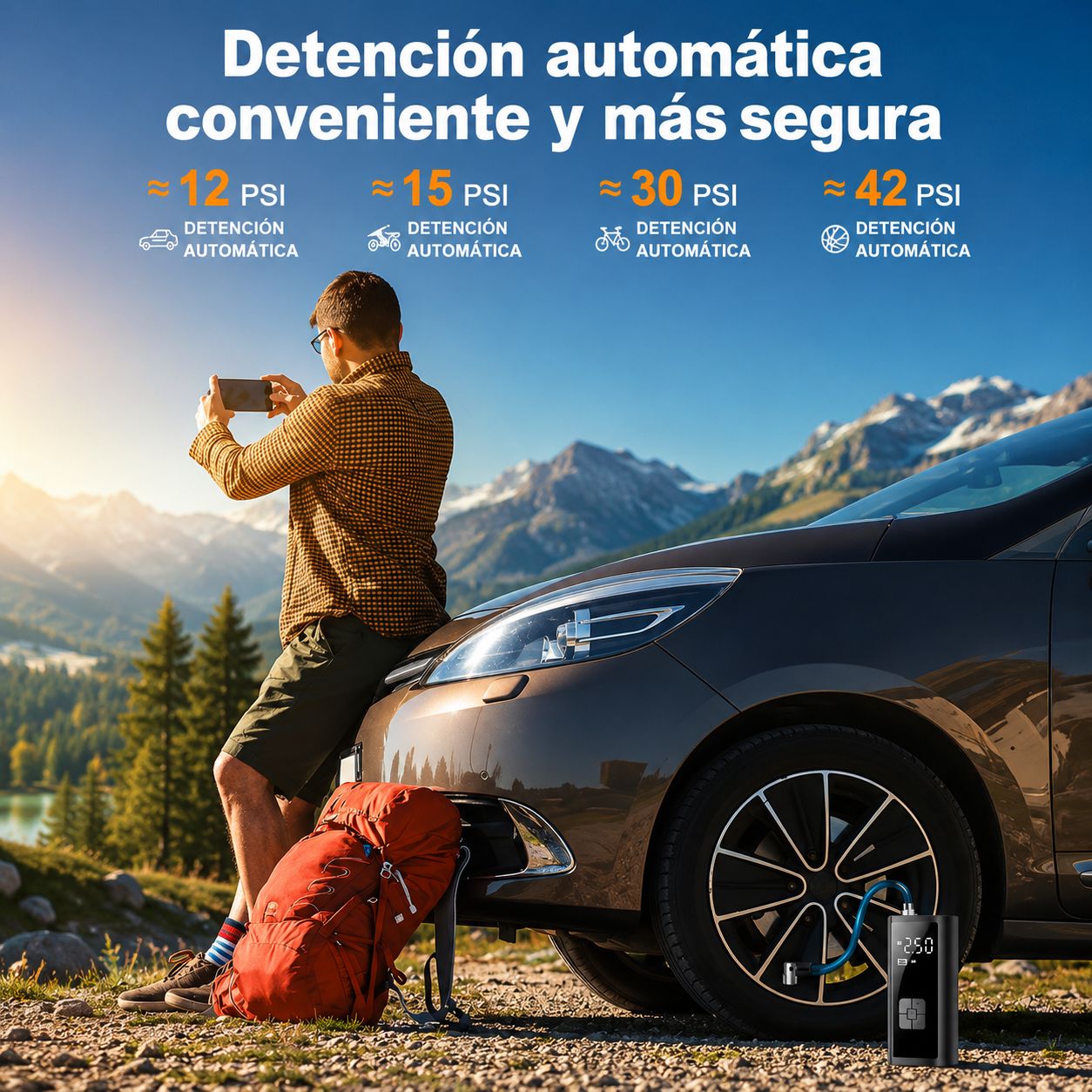 EAFC Inflador Portátil Digital Recargable para Coche, Bicicleta y Pelotas