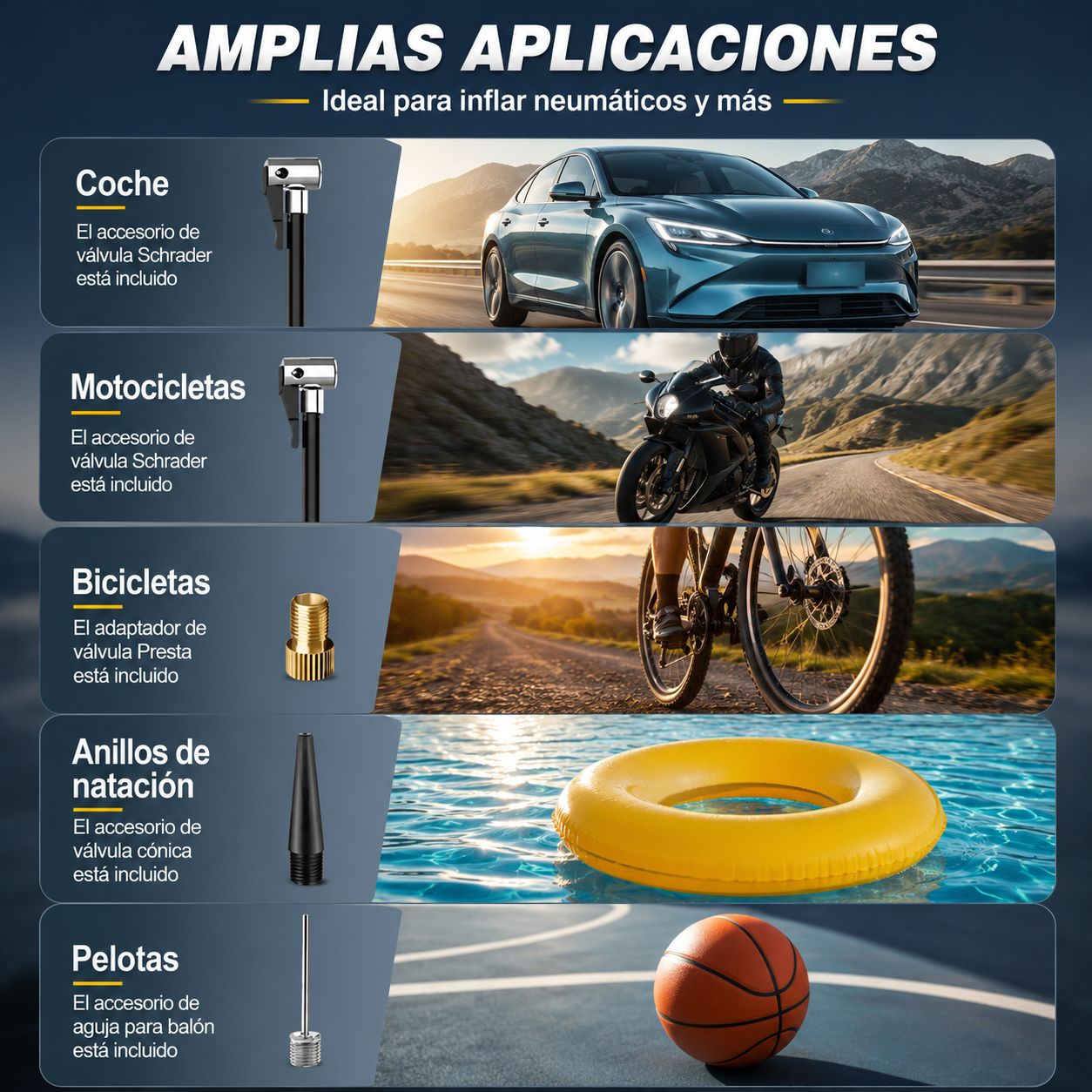 EAFC Inflador Portátil Digital Recargable para Coche, Bicicleta y Pelotas