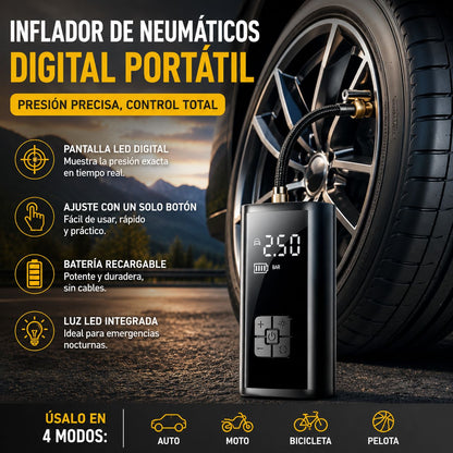 EAFC Inflador Portátil Digital Recargable para Coche, Bicicleta y Pelotas