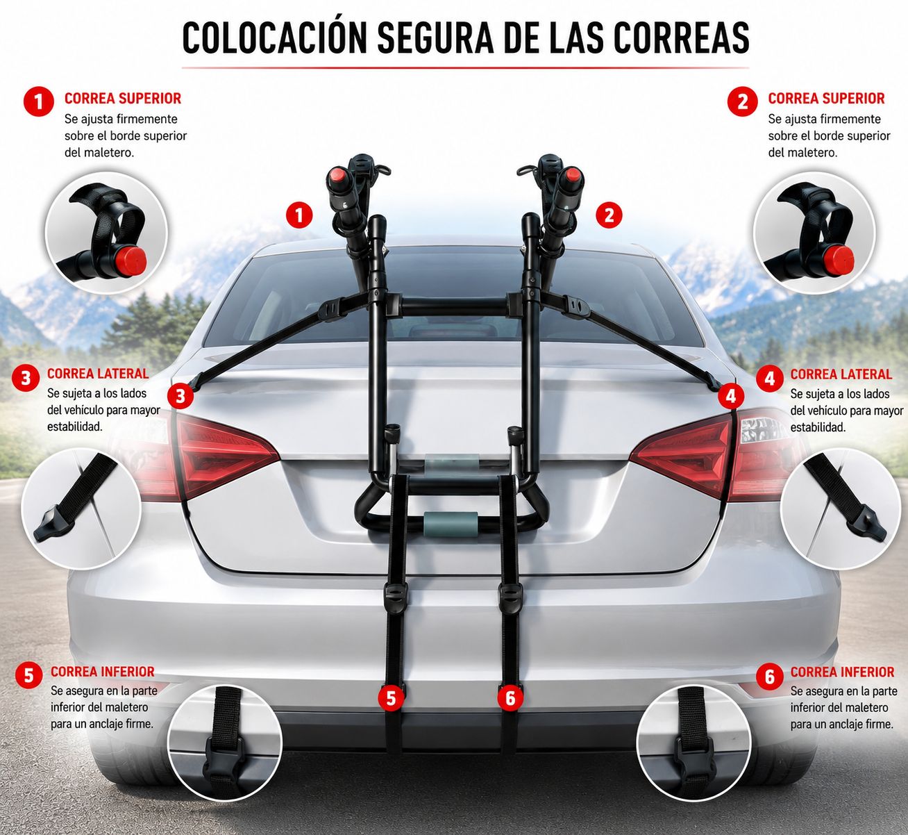 Soporte para maletero de 3 bicicletas, modelo 103DN-R
