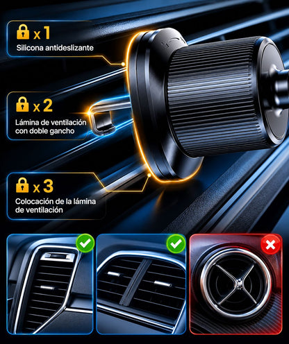 Soporte Móvil para Coche Miracase con Doble Gancho de Acero y Rotación 360°