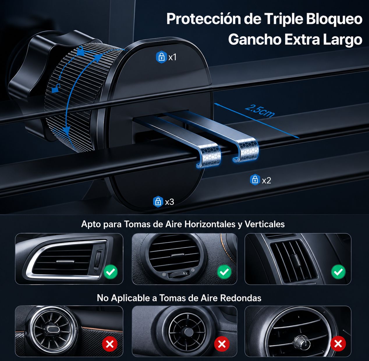 Miracase Soporte de Móvil para Coche con Gancho Reforzado de Acero