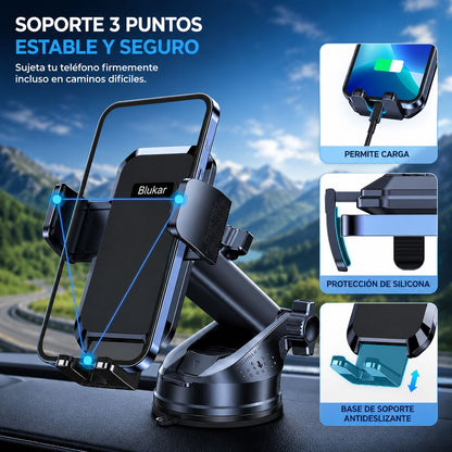 Soporte Móvil para Coche 360º con Ventosa Ultra Fuerte