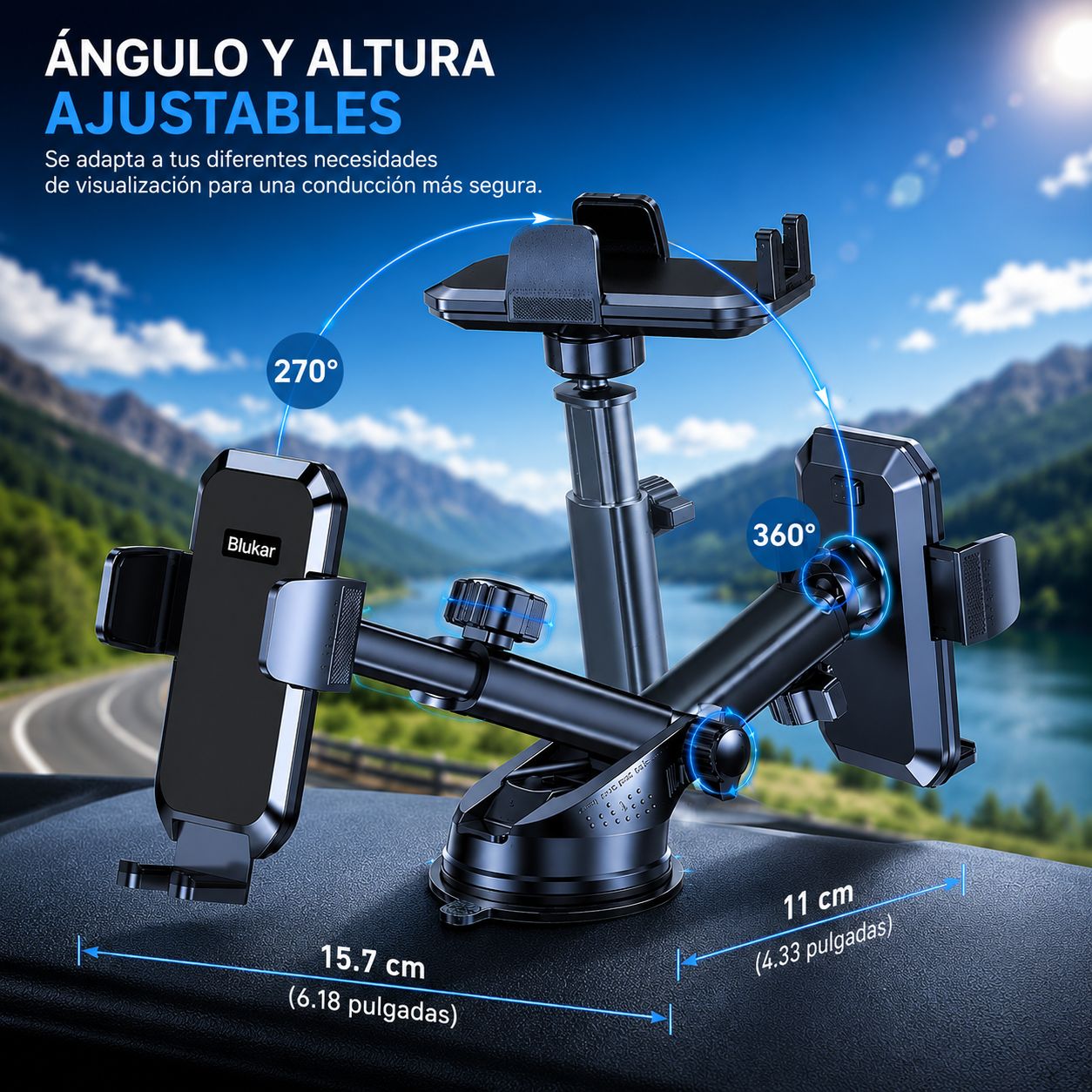 Soporte Móvil para Coche 360º con Ventosa Ultra Fuerte