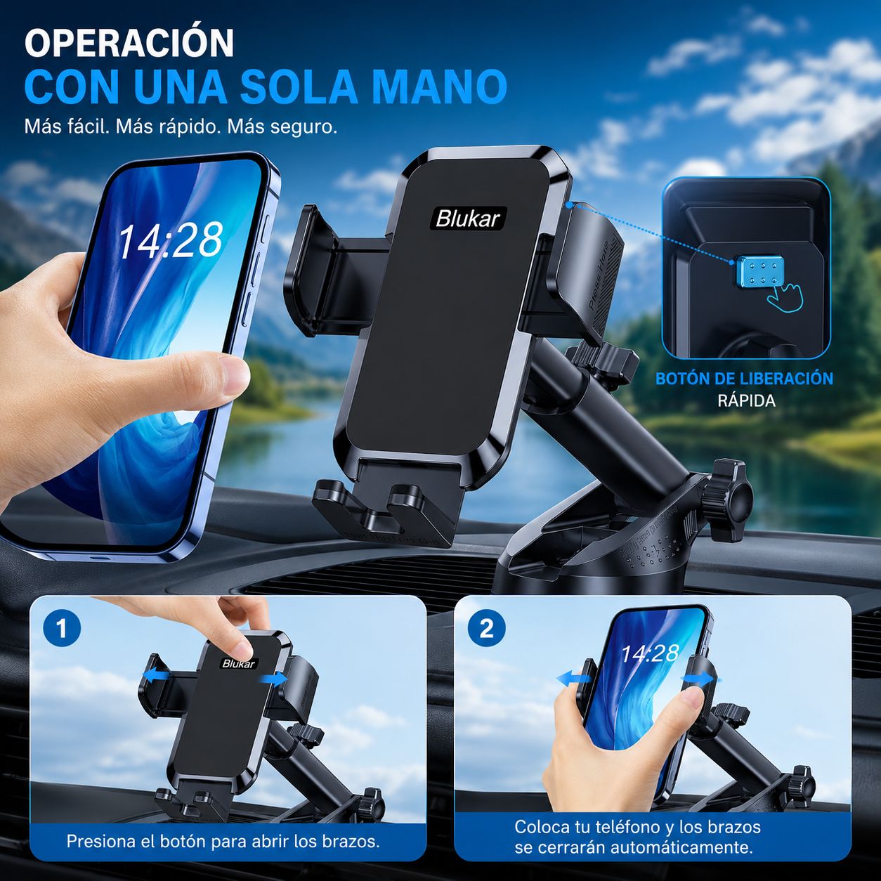 Soporte Móvil para Coche 360º con Ventosa Ultra Fuerte